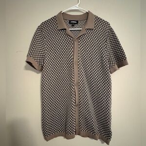 Express Brown and Black Knit Polo
